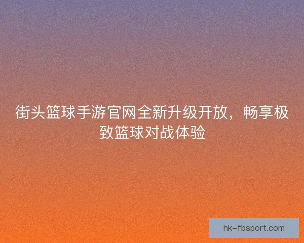 街头篮球手游官网全新升级开放，畅享极致篮球对战体验