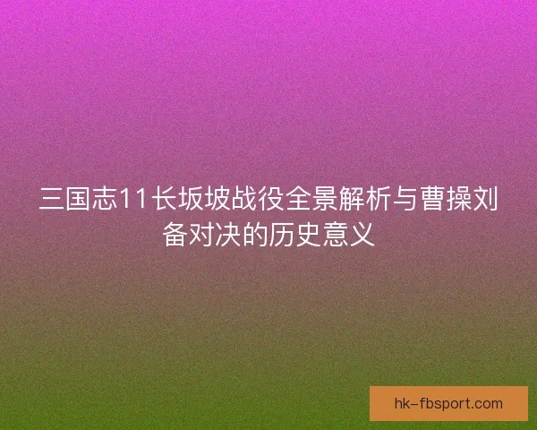 三国志11长坂坡战役全景解析与曹操刘备对决的历史意义 三国志11长坂坡战役全景解析与曹操刘备对决的历史意义