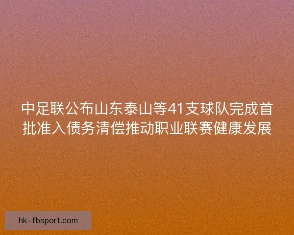 中足联公布山东泰山等41支球队完成首批准入债务清偿推动职业联赛健康发展